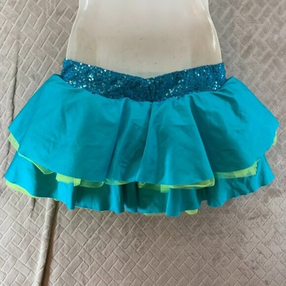 Revolution Dancewear Womens S Skirt Blue Tiered Poof Ruffle Tutu Sequin Costume - Picture 6 of 10